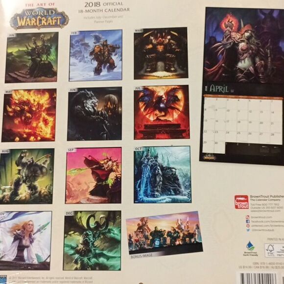NWT World of Warcraft 2018 official 18th month calendar - Picture 4 of 6